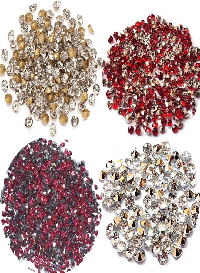 Dhruv Crafts Rhinestone Chatons Stones for Crafts, Jewellery Making & Embroidery | Fine Quality Silver Rivoli Rhinestones Beads | Glitter Mini Jewels for Nail Art, DIY Craft, Jewelry & Decoration |3.8MM-4MM| |2000 Pcs| |Multicolor| - Image 1